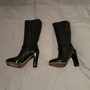 Coach Black Leather High Heel Boots - Size 8M
